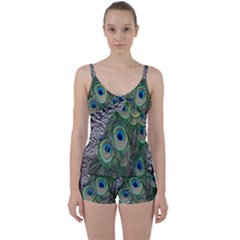 Peacock Bird Feather Colourful Tie Front Two Piece Tankini