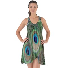 Peacock Bird Feather Colourful Show Some Back Chiffon Dress