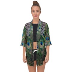 Peacock Bird Feather Colourful Open Front Chiffon Kimono by Jancukart