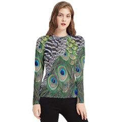 Peacock Bird Feather Colourful Women s Long Sleeve Rash Guard