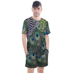 Peacock Bird Feather Colourful Men s Mesh Tee And Shorts Set