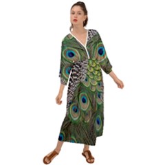 Peacock Bird Feather Colourful Grecian Style  Maxi Dress