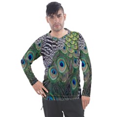 Peacock Bird Feather Colourful Men s Pique Long Sleeve Tee