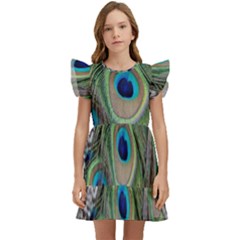 Peacock Bird Feather Colourful Kids  Winged Sleeve Dress