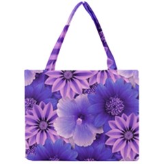 Pattern Floral Flora Flower Flowers Blue Violet Patterns Mini Tote Bag