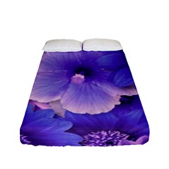 Pattern Floral Flora Flower Flowers Blue Violet Patterns Fitted Sheet (full/ Double Size)