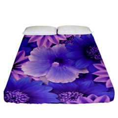 Pattern Floral Flora Flower Flowers Blue Violet Patterns Fitted Sheet (california King Size)