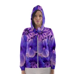 Pattern Floral Flora Flower Flowers Blue Violet Patterns Women s Hooded Windbreaker