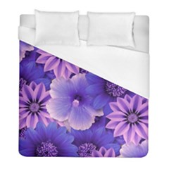 Pattern Floral Flora Flower Flowers Blue Violet Patterns Duvet Cover (full/ Double Size)