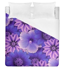 Pattern Floral Flora Flower Flowers Blue Violet Patterns Duvet Cover (queen Size)