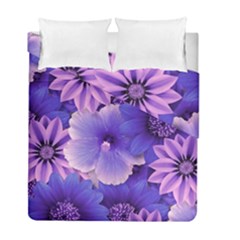 Pattern Floral Flora Flower Flowers Blue Violet Patterns Duvet Cover Double Side (full/ Double Size)