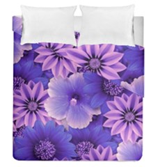 Pattern Floral Flora Flower Flowers Blue Violet Patterns Duvet Cover Double Side (queen Size)