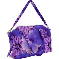 Pattern Floral Flora Flower Flowers Blue Violet Patterns Canvas Crossbody Bag