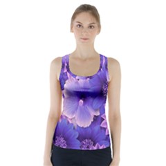 Pattern Floral Flora Flower Flowers Blue Violet Patterns Racer Back Sports Top by Jancukart