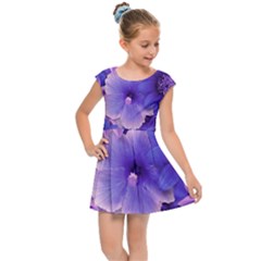 Pattern Floral Flora Flower Flowers Blue Violet Patterns Kids  Cap Sleeve Dress