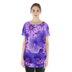 Pattern Floral Flora Flower Flowers Blue Violet Patterns Skirt Hem Sports Top