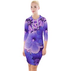 Pattern Floral Flora Flower Flowers Blue Violet Patterns Quarter Sleeve Hood Bodycon Dress