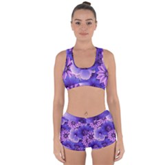 Pattern Floral Flora Flower Flowers Blue Violet Patterns Racerback Boyleg Bikini Set