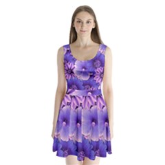 Pattern Floral Flora Flower Flowers Blue Violet Patterns Split Back Mini Dress 