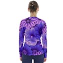 Pattern Floral Flora Flower Flowers Blue Violet Patterns V-Neck Long Sleeve Top View2