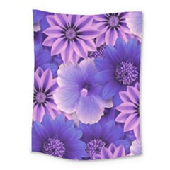 Pattern Floral Flora Flower Flowers Blue Violet Patterns Medium Tapestry