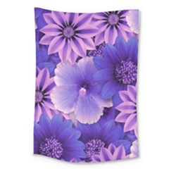 Pattern Floral Flora Flower Flowers Blue Violet Patterns Large Tapestry