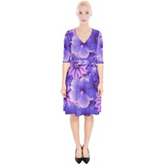 Pattern Floral Flora Flower Flowers Blue Violet Patterns Wrap Up Cocktail Dress