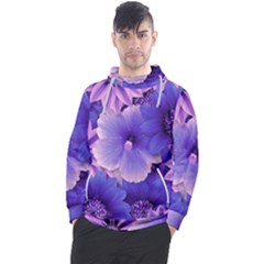 Pattern Floral Flora Flower Flowers Blue Violet Patterns Men s Pullover Hoodie by Jancukart