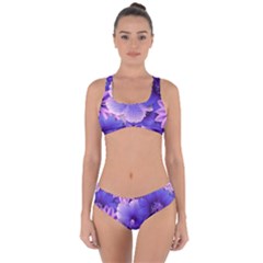 Pattern Floral Flora Flower Flowers Blue Violet Patterns Criss Cross Bikini Set