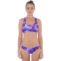 Pattern Floral Flora Flower Flowers Blue Violet Patterns Cross Back Hipster Bikini Set