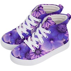 Pattern Floral Flora Flower Flowers Blue Violet Patterns Kids  Hi-top Skate Sneakers