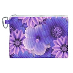 Pattern Floral Flora Flower Flowers Blue Violet Patterns Canvas Cosmetic Bag (xl) by Jancukart