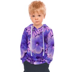 Pattern Floral Flora Flower Flowers Blue Violet Patterns Kids  Overhead Hoodie