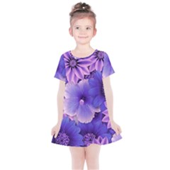 Pattern Floral Flora Flower Flowers Blue Violet Patterns Kids  Simple Cotton Dress