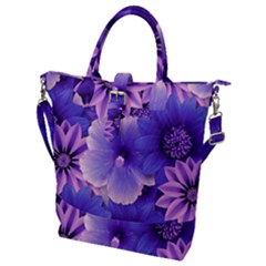 Pattern Floral Flora Flower Flowers Blue Violet Patterns Buckle Top Tote Bag by Jancukart