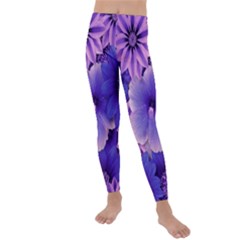 Pattern Floral Flora Flower Flowers Blue Violet Patterns Kids  Lightweight Velour Leggings