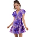 Pattern Floral Flora Flower Flowers Blue Violet Patterns Flutter Sleeve Wrap Dress View1