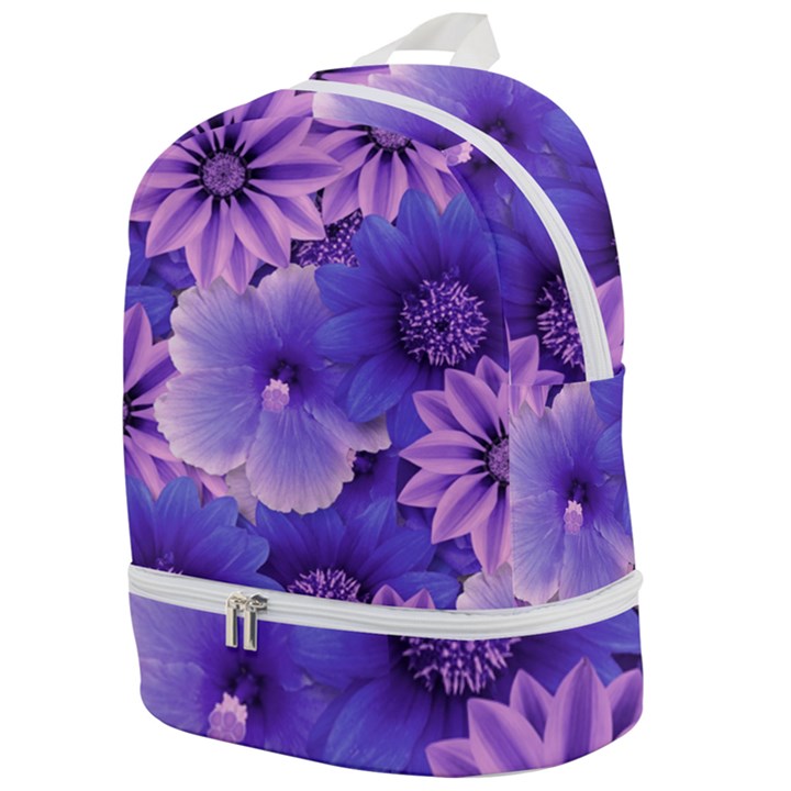 Pattern Floral Flora Flower Flowers Blue Violet Patterns Zip Bottom Backpack