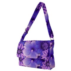 Pattern Floral Flora Flower Flowers Blue Violet Patterns Full Print Messenger Bag (m)