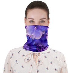 Pattern Floral Flora Flower Flowers Blue Violet Patterns Face Covering Bandana (adult) by Jancukart