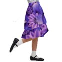 Pattern Floral Flora Flower Flowers Blue Violet Patterns Kids  Ruffle Flared Wrap Midi Skirt View3