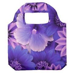 Pattern Floral Flora Flower Flowers Blue Violet Patterns Premium Foldable Grocery Recycle Bag by Jancukart