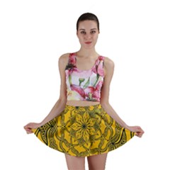 Mandala Vintage Painting Flower Mini Skirt by Jancukart