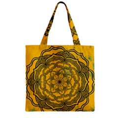 Mandala Vintage Painting Flower Zipper Grocery Tote Bag