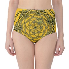 Mandala Vintage Painting Flower Classic High-waist Bikini Bottoms