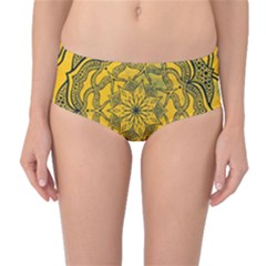 Mandala Vintage Painting Flower Mid-waist Bikini Bottoms