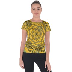 Mandala Vintage Painting Flower Short Sleeve Sports Top 