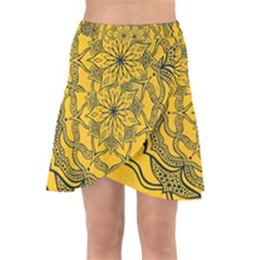 Mandala Vintage Painting Flower Wrap Front Skirt