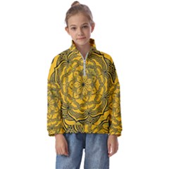 Mandala Vintage Painting Flower Kids  Half Zip Hoodie