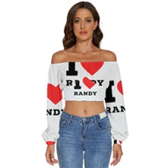 I Love Randy Long Sleeve Crinkled Weave Crop Top by ilovewhateva